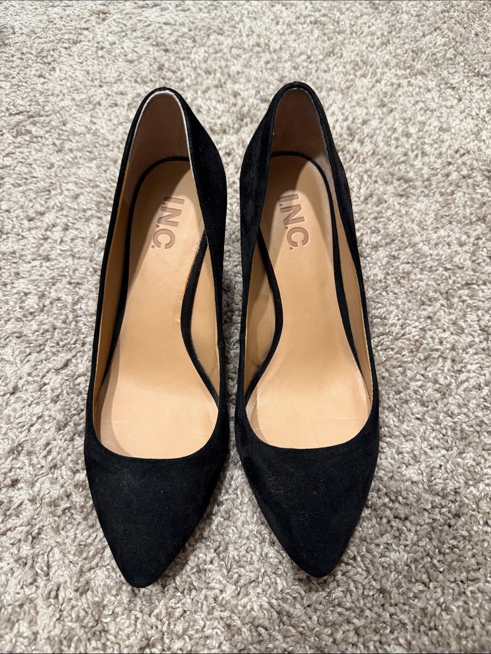 INC International Concepts Black Pointed Suede Pumps